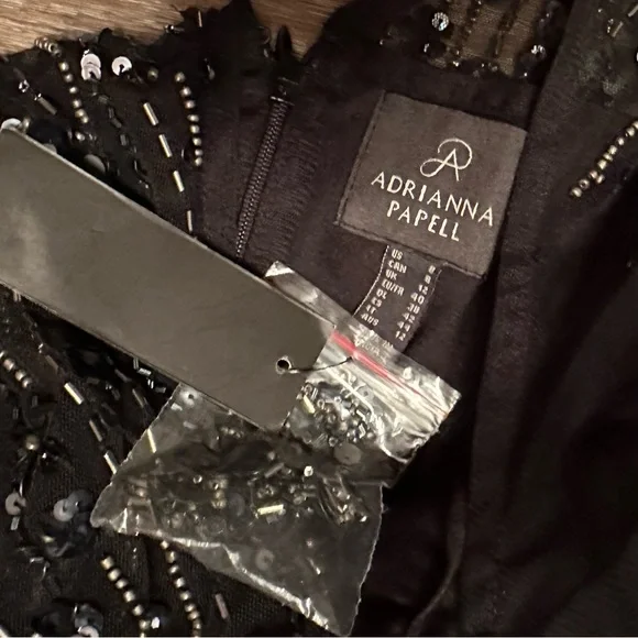 Adrianna Papell Women's Beaded Mesh and Taffeta Gown black 
Size 8 - Picture 6 of 7